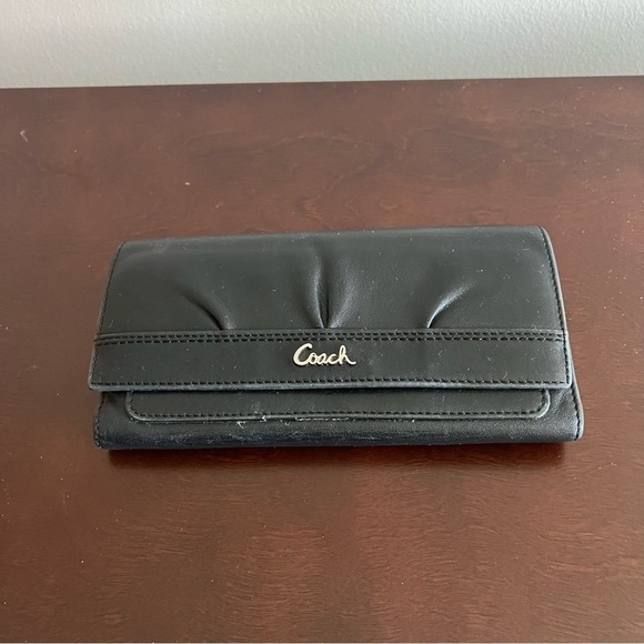 Coach Soft Leather Black Tri Fold Wallet - Picture 9 of 10